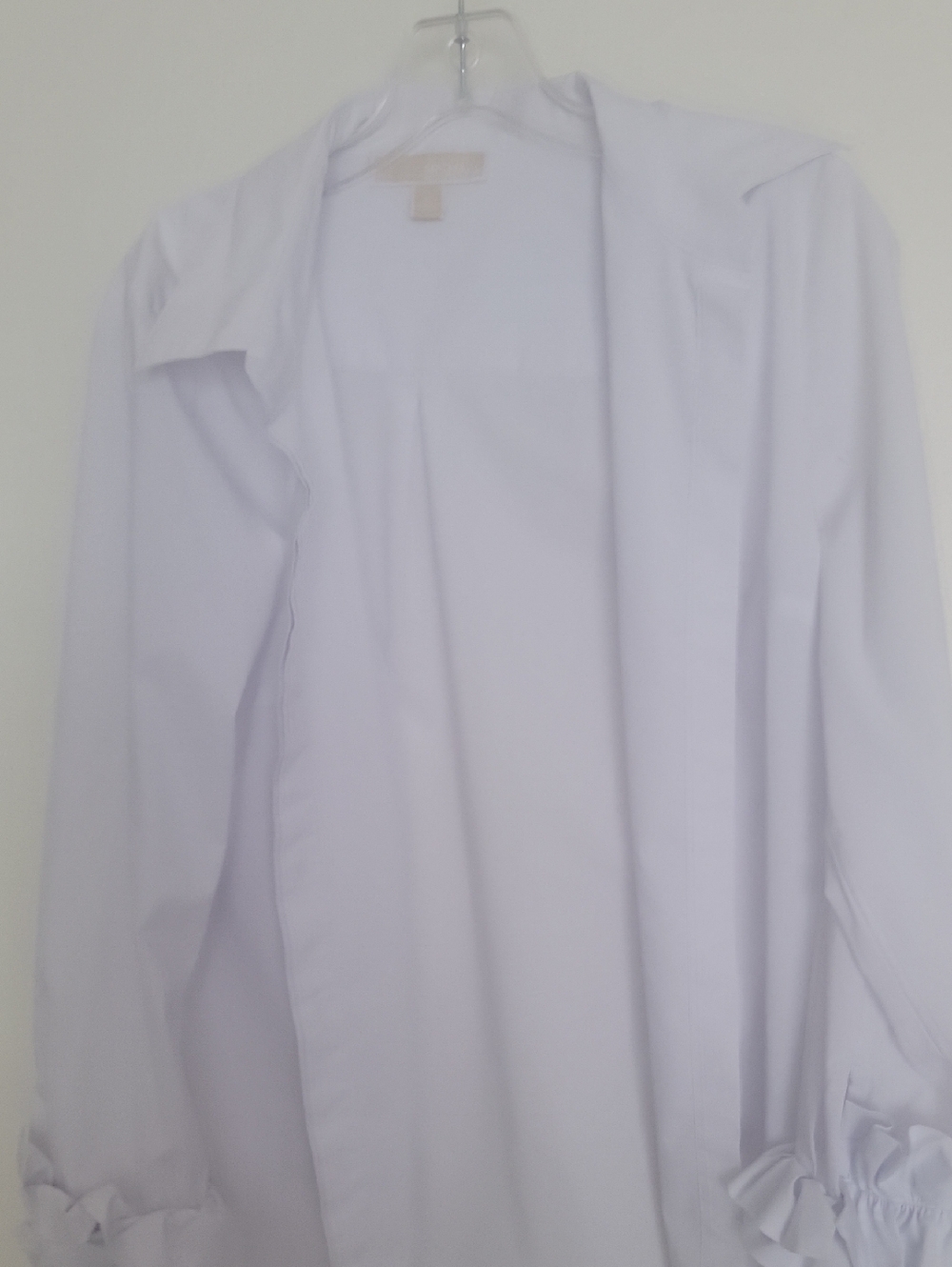 White Long Sleeve Ruffled Cuff Shirt Michael Kors Size Large
